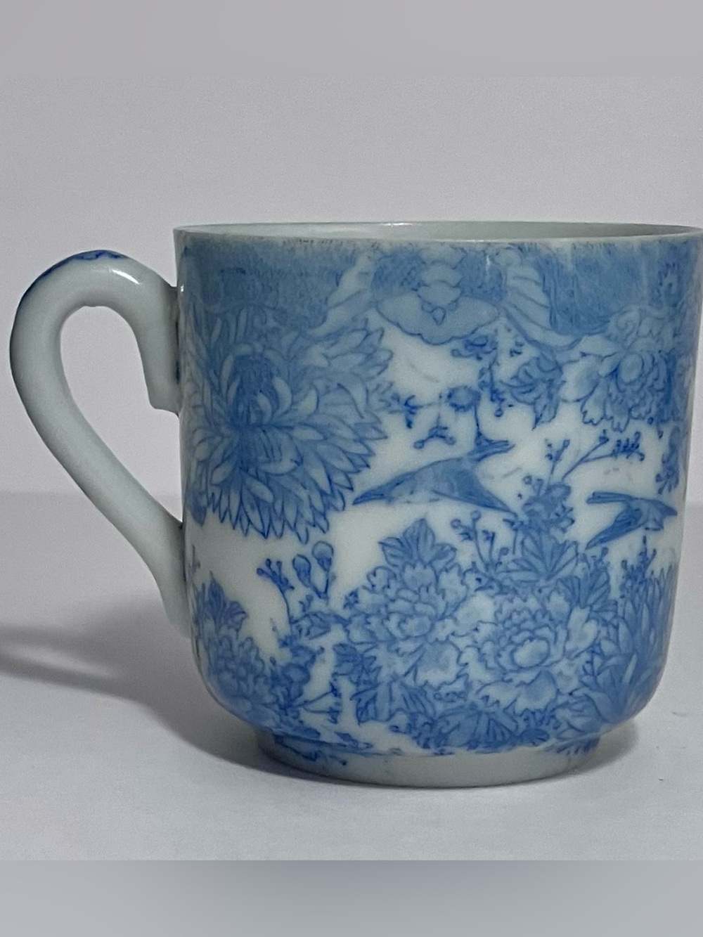 Meiji Era (1868-1912) JAPANESE DEMITASSE CUP Kacho-Ga BIRDS & FLOWERS / Unmarked